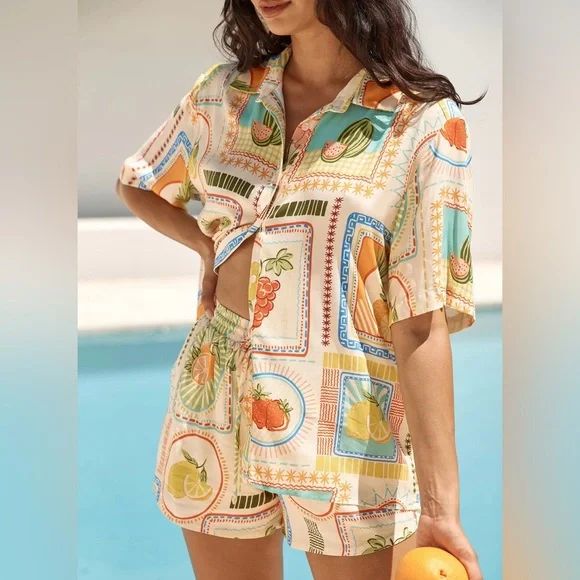 Seven Wonders Agata Shirt in Agata Print Women’s Size XS Fruit Print - Picture 4 of 11